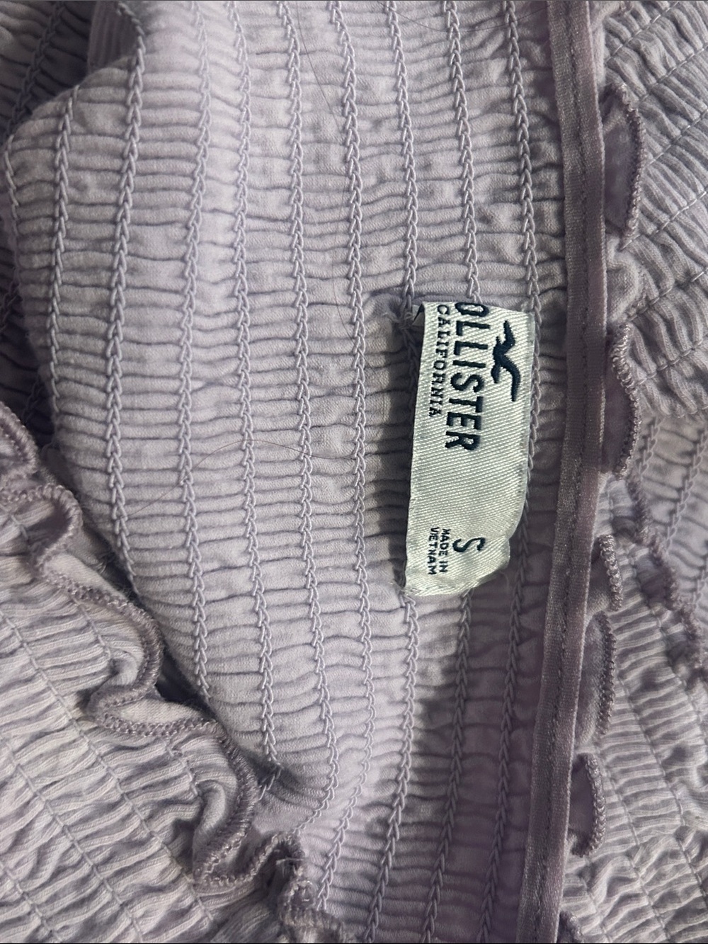 Hollister Smocked Tube Top Lavender Purple Strapless Crop Top Size Small - Picture 2 of 2